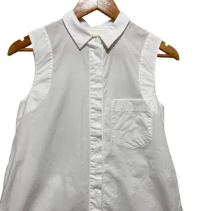 Maeve Women Minimalist Preppy Tunic Top 4 White Classic Button Front Parisian thumbnail 3