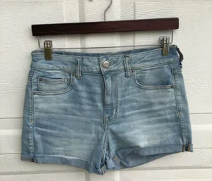 American Eagle Womens Shorts Denim Jean High Rise Roll Cuff Size 10 thumbnail 2
