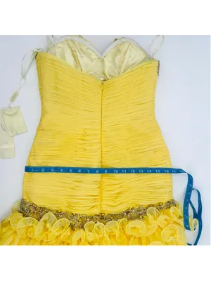 NWT Jasz Couture Strapless Beaded Cocktail Formal Short Dress Yellow Size 4 thumbnail 12
