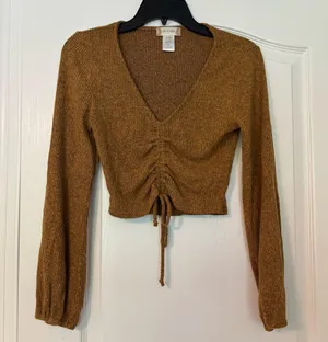 Altar'd State Gold Synched Crop Sweater thumbnail 1