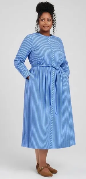 Free Assembly Striped Dress Blue Size XXL thumbnail 1