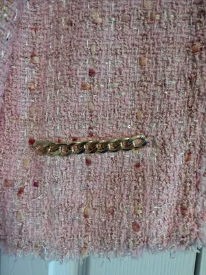 Generation Love Pink Tweed Blazer Size Small | Gold Chain Details thumbnail 3