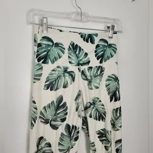 Wildfox Sweat Leggings Green Palm Print High Waist Sportswear Gym Workout Small thumbnail 2