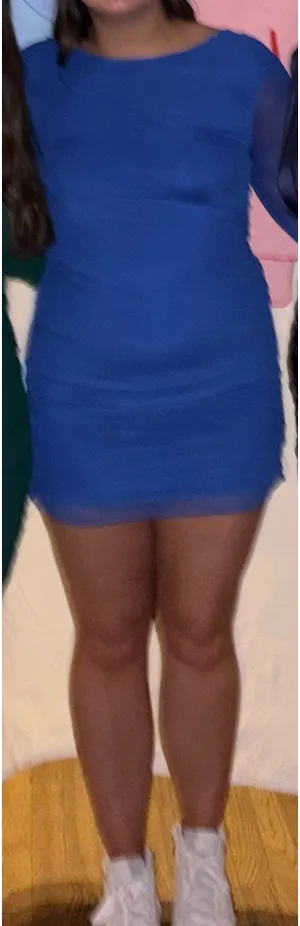 Royal Blue Long Sleeve Backless Mini Dress thumbnail 4