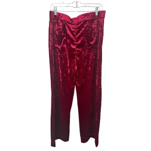 Halara NWT High Waisted Button Straight Leg Casual Pants Velvet Burgundy Size XL thumbnail 4