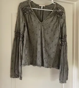 Anthropologie Eyelet Bell Sleeve Crochet Top thumbnail 4