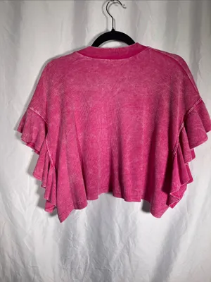 Altar’D State Womens Nessa Flutter Sleeve Pink Blouse Top Medium thumbnail 5