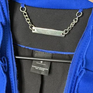 White House Black Market Moto Style Jacket Zip Front Cobalt Blue Women’s Size 8 thumbnail 6