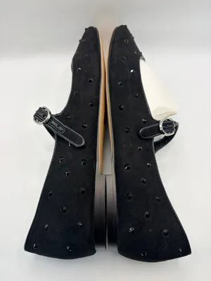 J.Crew Black Studded Mary Jane Ballet Flats Rhinestone Goth Coquette Punk Chic Size 8 thumbnail 7
