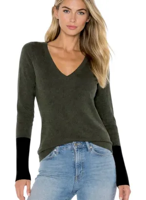 Club Monaco Italian Wool Agnes Sweater Green and Black Size S thumbnail 1