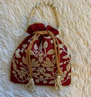 Dark Red drawstring purse thumbnail 1