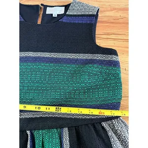 Corey Lynn Calter Anthropologie Woven Striped Peplum Sleeveless Blouse Green S thumbnail 7