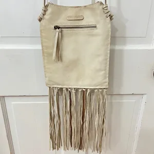 Lucky Brand Fringed Macrame Leather Crossbody‎ Bag Boho Western Festival Hippie thumbnail 6