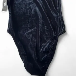 NWT -Danskin Black Velvet Halter Leotard - Size Medium, thumbnail 5