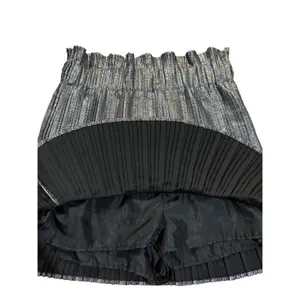 Zara Pleated metallic‎ pewter silver skort sz M thumbnail 4
