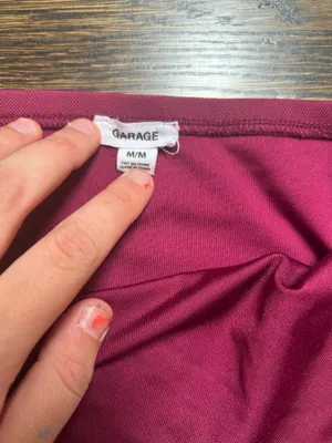 Garage burgundy Shirred Asymmetric Tube Top with tie detail thumbnail 4