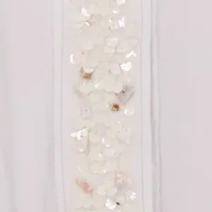 TINY Anthropologie Sequin Shell Bead Top Womens Size S White‎ Boho Beachy Summer thumbnail 2