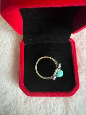 Gorgeous Silver Simulated Turquoise Ring Size 7 thumbnail 3