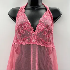 Victoria's Secret Lace‎ Slip Dress Pink Embroidered Lingerie Y2K Babydoll Large thumbnail 4