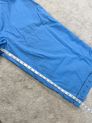 American Eagle Women’s Super Wide Leg Crop Pants Pull On in Blue XL thumbnail 12