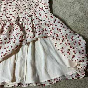 Reformation Coquette Cherry Print Smocked Mini Dress Red‎ Short Sleeve Size 10 thumbnail 9