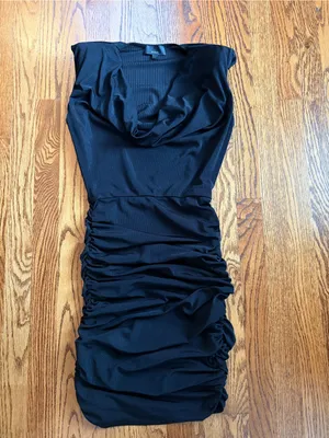 Michael Costello x REVOLVE Archer Mini Dress Black Ruched Cocktail S thumbnail 3