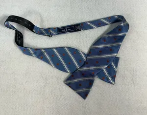 The Tie Bar Bow Tie Silk Mens Luxury Blue Adjustable Butterfly buckyball Tie thumbnail 1