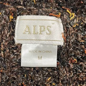 Vintage Alps Brown Marled V Neck Pullover Sweater Cableknit Long Sleeves Medium‎ thumbnail 5