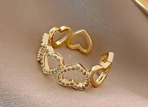 18K Gold Plated Adjustable Heart Open Ring for Women,Love Ring,Statement Ring thumbnail 3