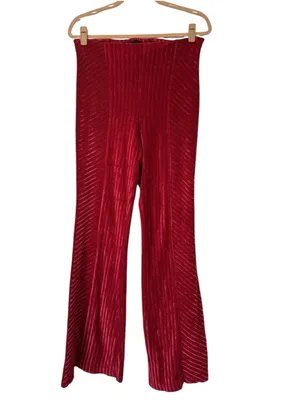 Free People Penny Ribbed Velvet Flare Pants Womens Medium Boho Rocker thumbnail 2