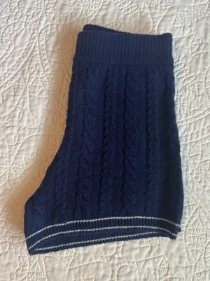 Victoria's Secret PINK navy blue cable knit shorts with white stitching thumbnail 1
