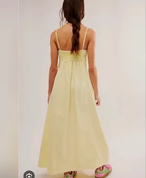 Free People Just Jill Maxi Dress in Pale Yellow thumbnail 3