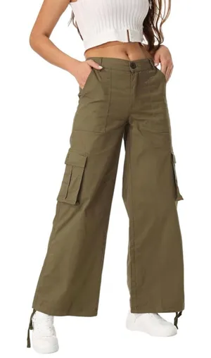 NEW Wide Leg Cargo Cotton Blend Baggy Streetwear Trousers Pants 18 40/30 thumbnail 1