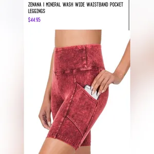 NEW! Zenana Plus Size Mineral Wash Biker Shorts w/ Pockets 3X Waist 18-21” thumbnail 2