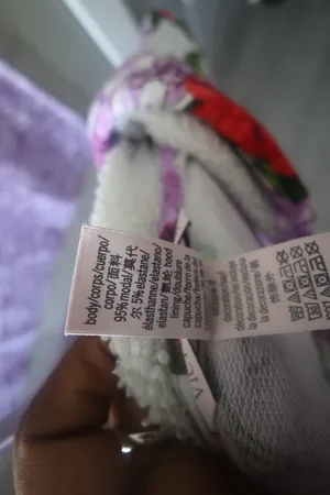 Victoria's Secret fleece hooded sweater flowers floral in white, purple and red size medium. thumbnail 10
