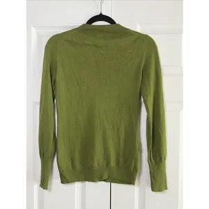 Ann Taylor V-Neck Sweater Womens Size S Green Cashmere Angora Blend Knit Soft thumbnail 3