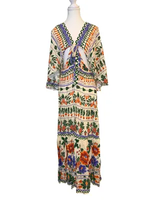 FARM Rio for Anthropologie V-Neck Kaftan Maxi Cut-Out Dress thumbnail 4