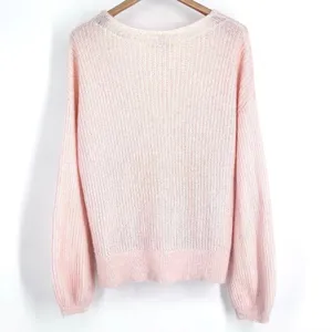 Boden Francesca Sweater Women's L Balloon Sleeve Rib Knit Mohair Knit Pink Large thumbnail 3