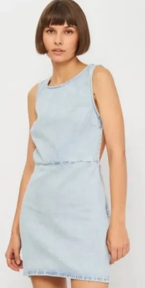 Zara blue denim mini dress thumbnail 1