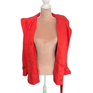 St. John's Bay Womens Sz S Orange Trench Coat Belted Pea Coat Lightweight Cotton thumbnail 6