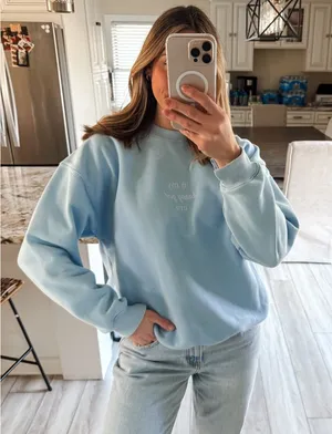 Kittenish In My Happy Girl Era Crewneck Sweatshirt Blue Medium thumbnail 1