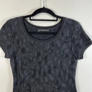 Peruvian Connection Pima Cotton Jacquard Knit Fit‎ and Flare Dress Grey Black S thumbnail 2