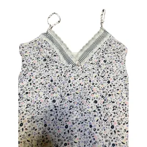 Laura Ashley Floral Lace Trim Nightgown XL White Purple Striped V-Neck‎ Chemise thumbnail 5
