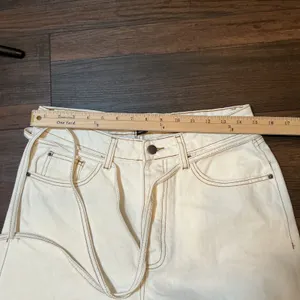 Nasty Gal The Belted Wide Leg Jeans White Contrast Stitch Size 8 New High Rise thumbnail 5