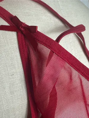 Betsey Johnson lingerie Y2K style babydoll 2 piece Red Satin Mesh Bow Small NWT thumbnail 7