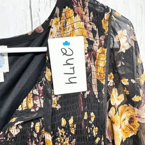 Blue‎ Rain Dress Women Size Large Floral Ruffle Smocked Long Sleeve Swing Mini thumbnail 3