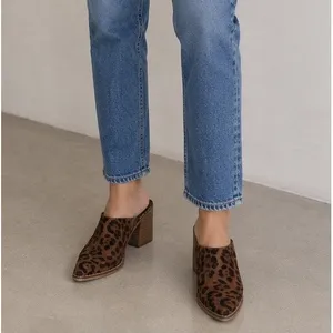 Beast Fashion‎ Leopard Print Mule Booties Block Heel Women's Size 8 thumbnail 2