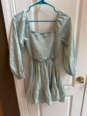 Altar'd State Women’s Sage Green Long Sleeve Smocked Dress thumbnail 1