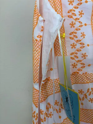 NWT CeCe Embroidered Cotton Maxi Dress White Orange Floral Size 10 thumbnail 8