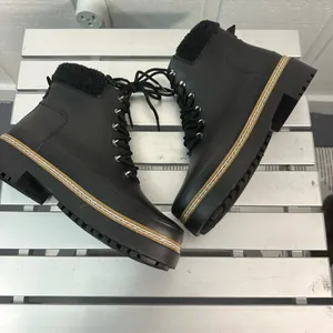 Marc Fisher Black Lined Rubber Fairly Waterproof Winter Lace Up Boots SZ… thumbnail 8